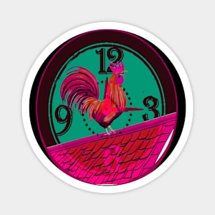 Funny Rooster Clock Magnet